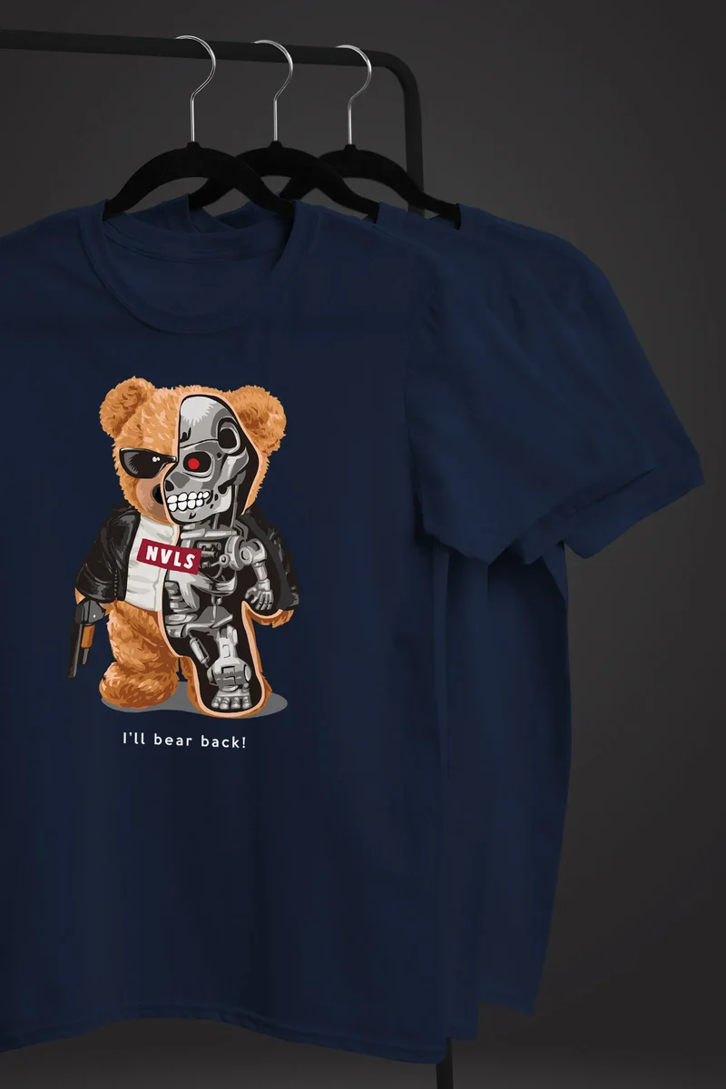 Herren T-Shirt Print Teddy Bär I'll bear back Meme Parodie Spruch Techwear Fashion Streetstyle