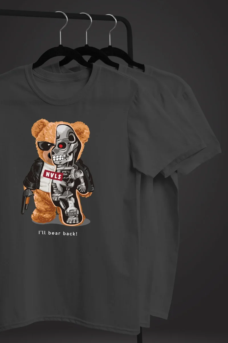 Herren T-Shirt Print Teddy Bär I'll bear back Meme Parodie Spruch Techwear Fashion Streetstyle