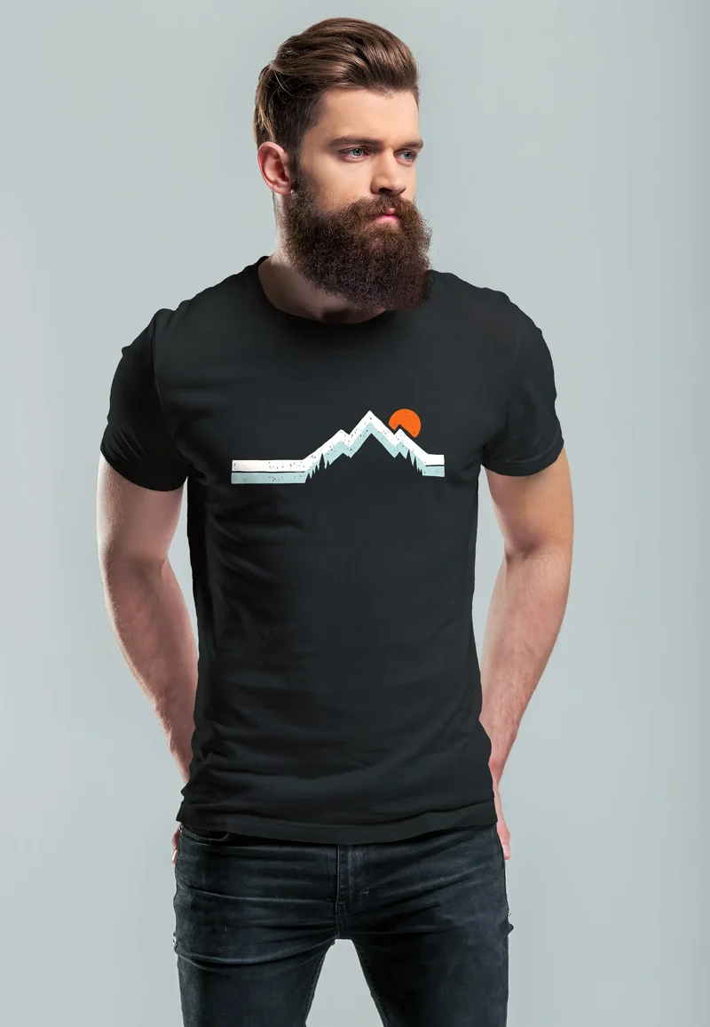 Herren T-Shirt Berg Wandern Natur Outdoor Printshirt mit Aufdruck Fashion Streetstyle
