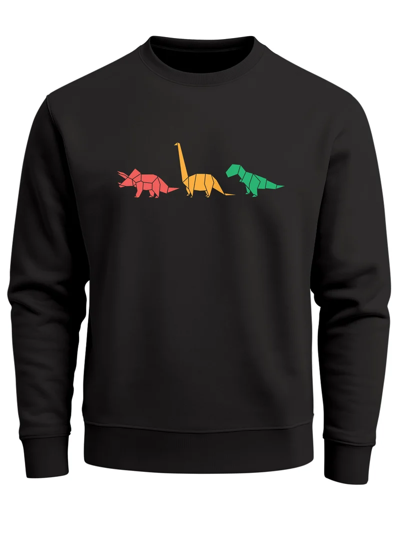 Sweatshirt Herren Dinosaurier Aufdruck Polygon Tiere Geometric Print Fashion Streetstyle Rundhals-Pullover