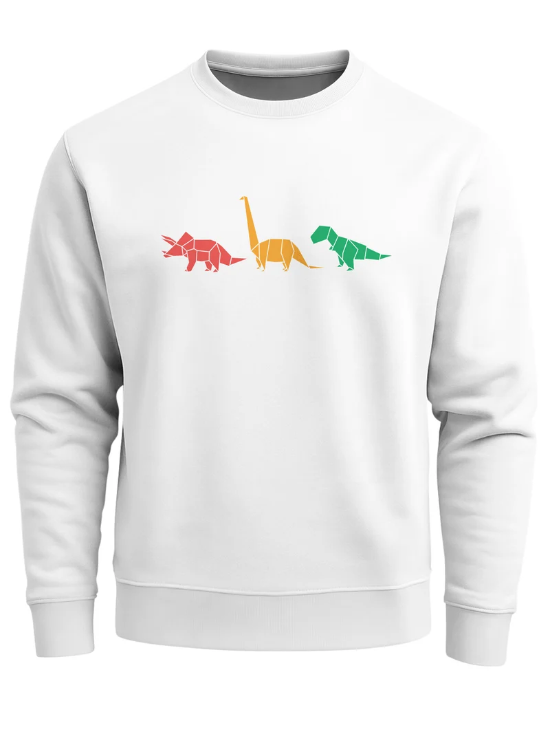 Sweatshirt Herren Dinosaurier Aufdruck Polygon Tiere Geometric Print Fashion Streetstyle Rundhals-Pullover