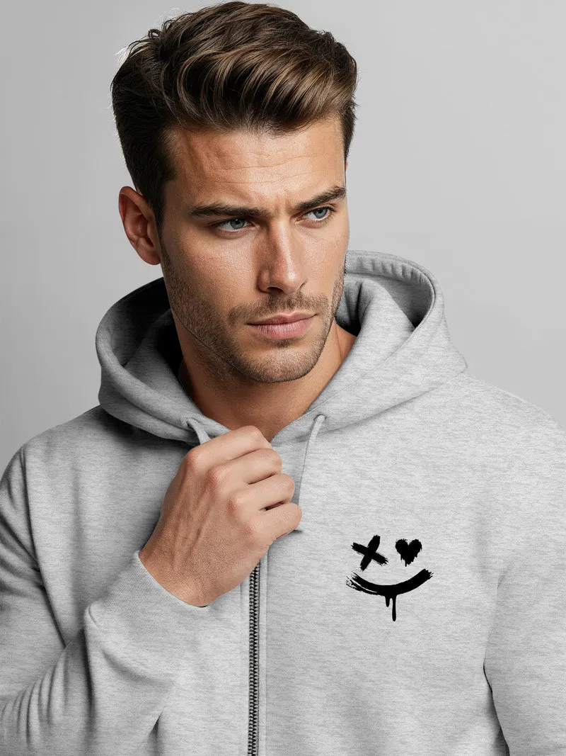 Herren Sweatjacke mit Kapuze Print Drippy Smile Zip-Hoodie Männer Fashion Streetstyle