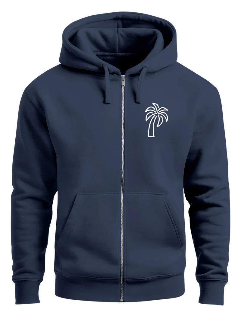 Sweatjacke mit Kapuze Herren Print Palme Line Art Motiv Hoodie-Zipjacke Männer Fashion Streetstyle