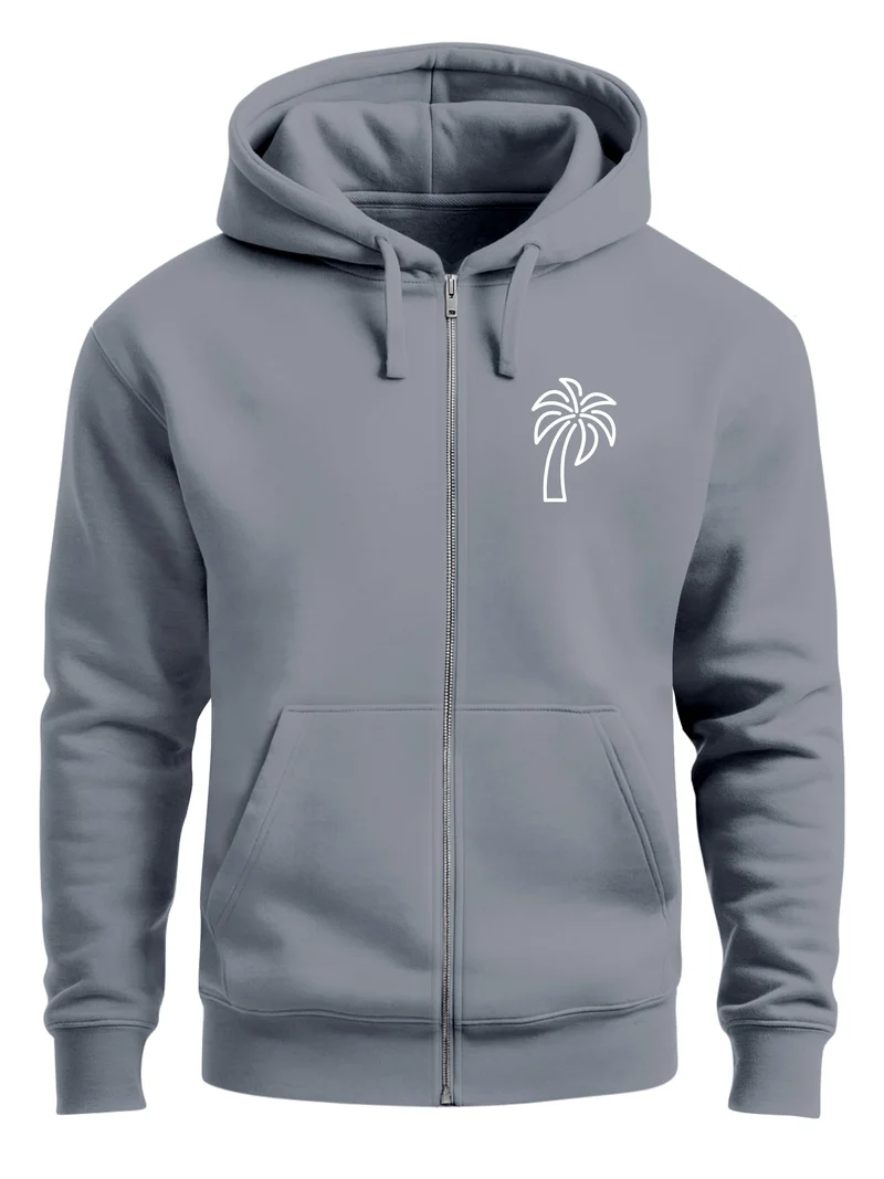 Sweatjacke mit Kapuze Herren Print Palme Line Art Motiv Hoodie-Zipjacke Männer Fashion Streetstyle