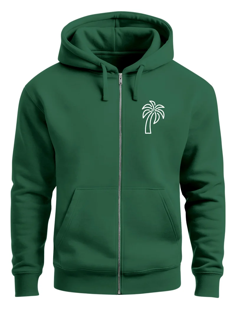 Sweatjacke mit Kapuze Herren Print Palme Line Art Motiv Hoodie-Zipjacke Männer Fashion Streetstyle