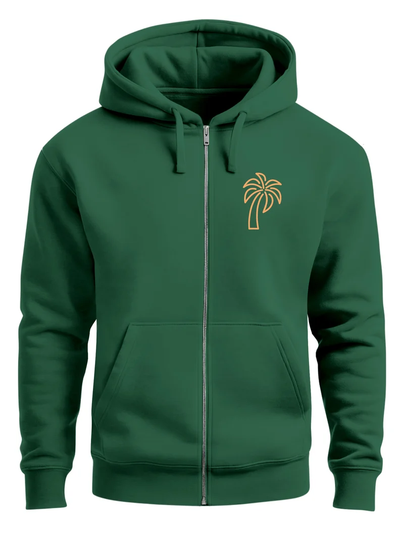 Sweatjacke mit Kapuze Herren Print Palme Line Art Motiv Hoodie-Zipjacke Männer Fashion Streetstyle