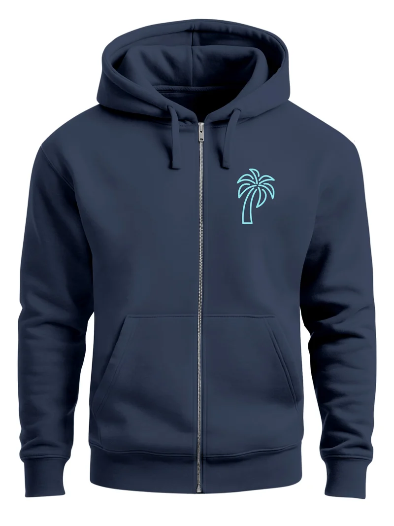 Sweatjacke mit Kapuze Herren Print Palme Line Art Motiv Hoodie-Zipjacke Männer Fashion Streetstyle