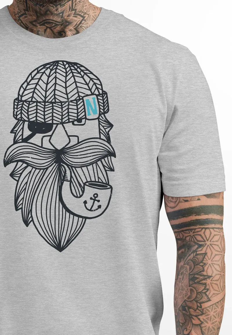 Herren T-Shirt Printshirt Seemann Bart Seefahrer Nordisch Maritim Fashion Streetstyle
