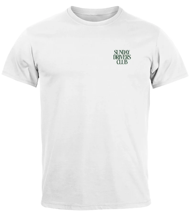 Herren T-Shirt Backprint Oldtimer Auto Sunday Driver Club Printshirt Retro Fashion Streetstyle