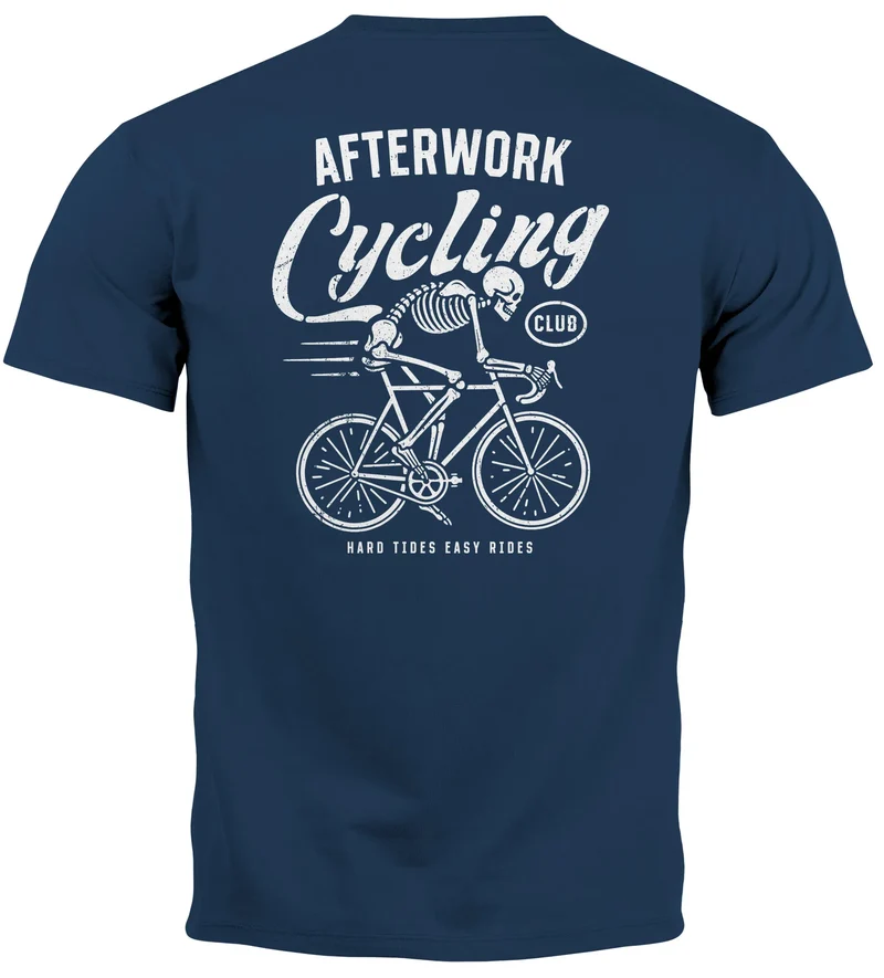 Herren T-Shirt Backprint Fahrrad Bike Afterwork Cycling Skelett Männer Fashion Streetstyle