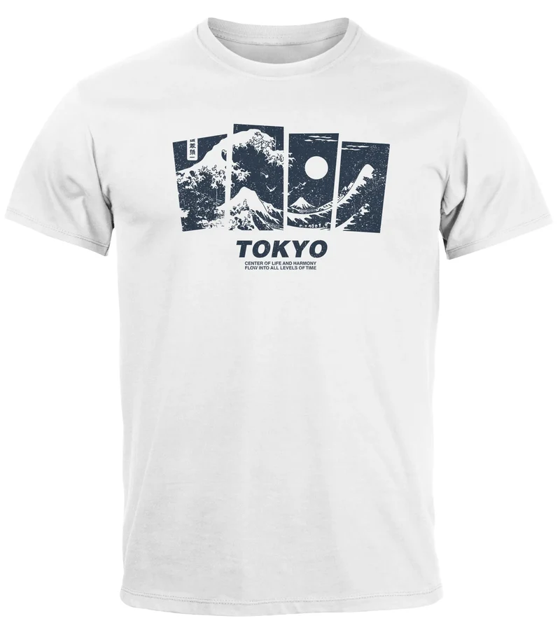 Herren T-Shirt Japan Tokyo Große Welle Kanagawa Japanische Kunst Printshirt Männer Fashion Streetstyle