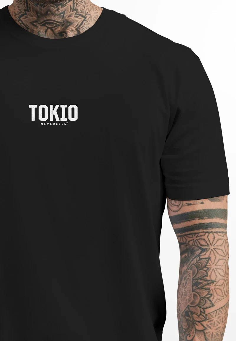 Herren T-Shirt Backprint Tokyo Japan Japanische Schriftzeichen Grafik Printshirt Fashion Streetstyle