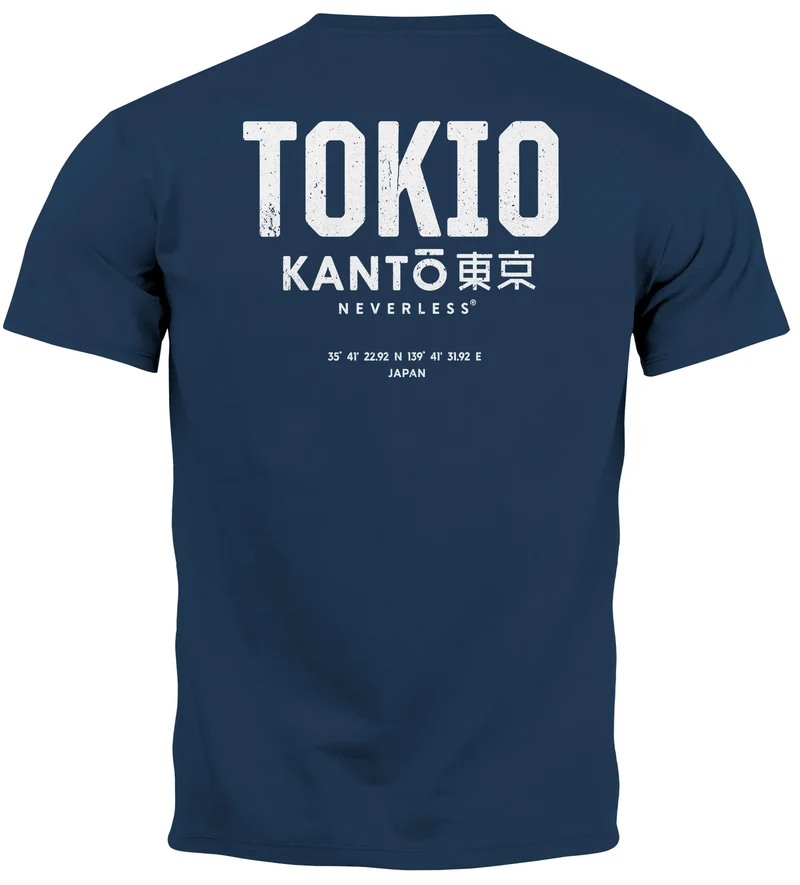 Herren T-Shirt Backprint Tokyo Japan Japanische Schriftzeichen Grafik Printshirt Fashion Streetstyle