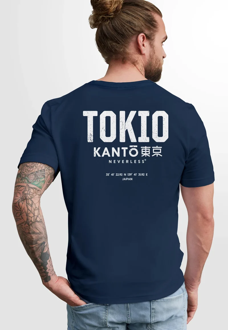 Herren T-Shirt Backprint Tokyo Japan Japanische Schriftzeichen Grafik Printshirt Fashion Streetstyle