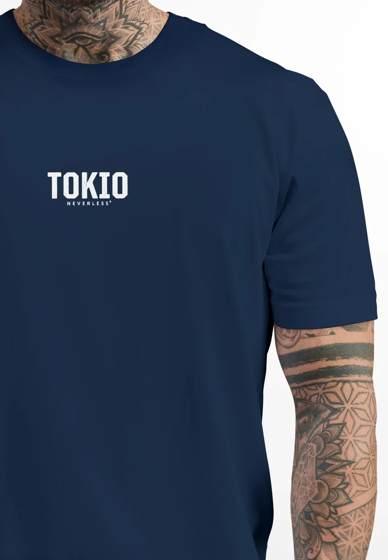 Herren T-Shirt Backprint Tokyo Japan Japanische Schriftzeichen Grafik Printshirt Fashion Streetstyle