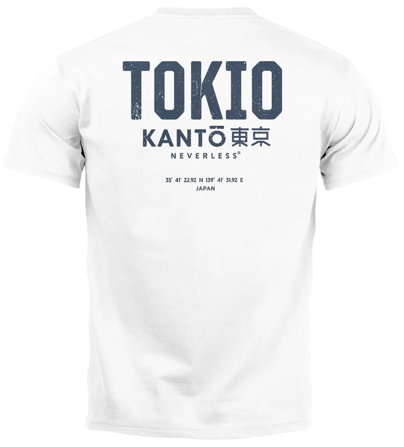 Herren T-Shirt Backprint Tokyo Japan Japanische Schriftzeichen Grafik Printshirt Fashion Streetstyle