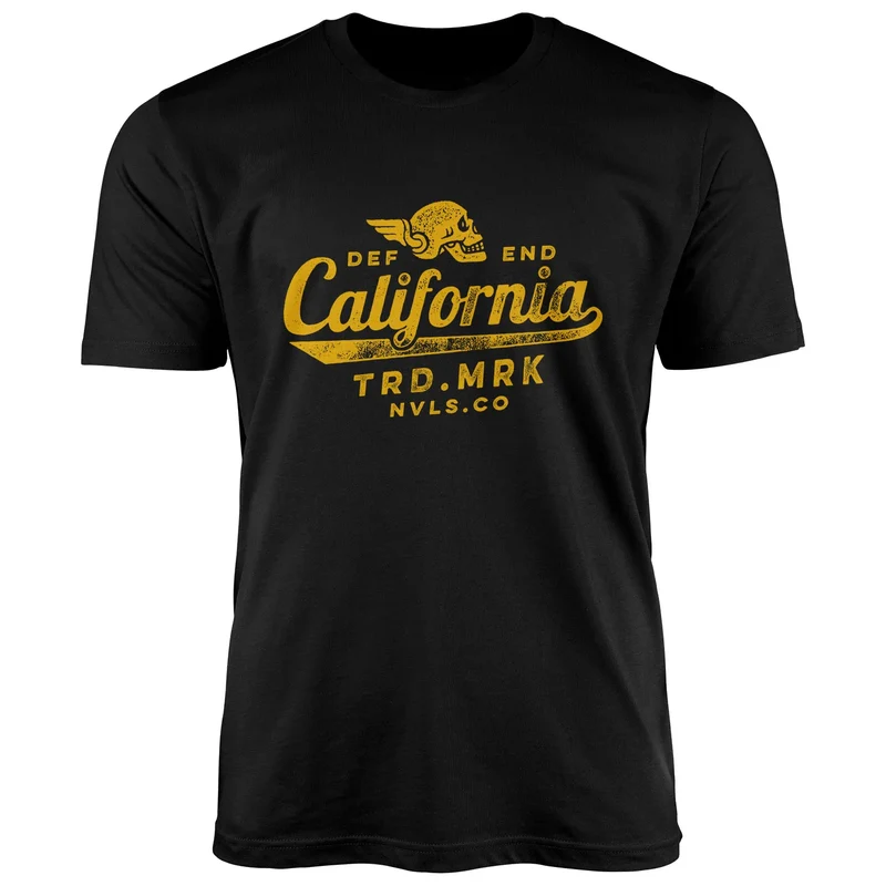 Herren T-Shirt California Skull Totenkopf Flügel Biker Motiv Fashion Streetstyle