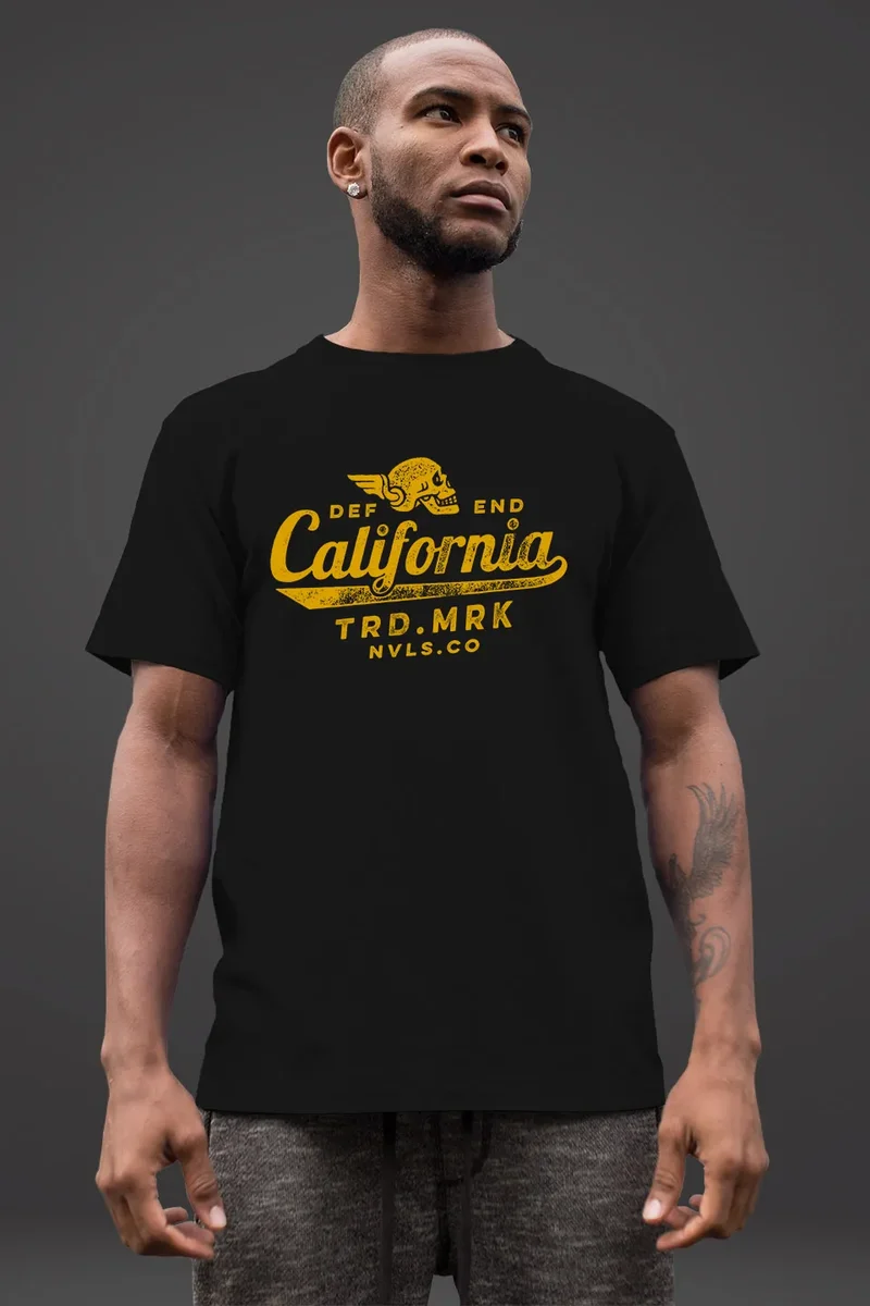 Herren T-Shirt California Skull Totenkopf Flügel Biker Motiv Fashion Streetstyle
