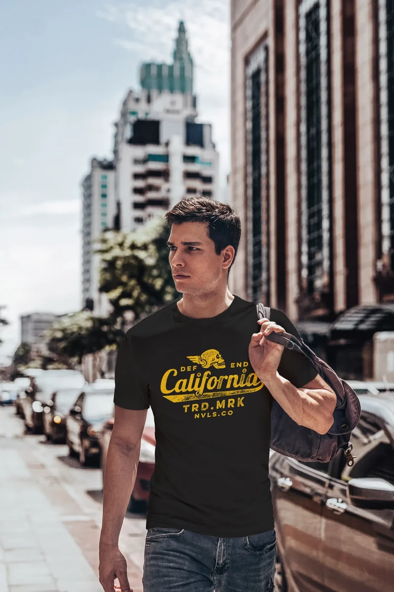 Herren T-Shirt California Skull Totenkopf Flügel Biker Motiv Fashion Streetstyle