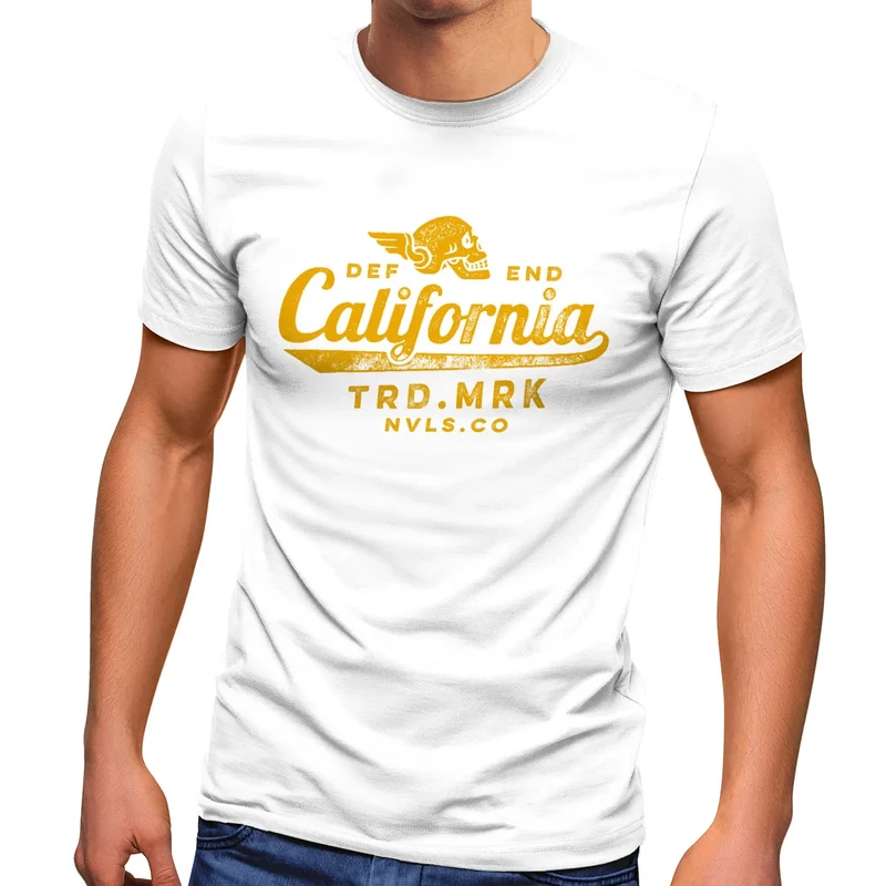 Herren T-Shirt California Skull Totenkopf Flügel Biker Motiv Fashion Streetstyle