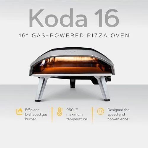 Ooni Koda 16 Natural Gas Pizza Oven – 28mbar Natural Gas Outdoor Oven, Makes 16 Inch Pizzas