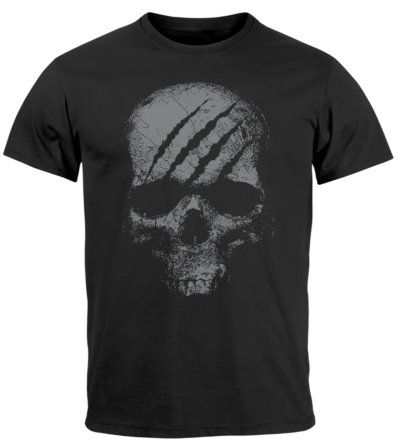 Herren T-Shirt Totenkopf Skull Totenschädel Skelett Print Aufdruck Fashion Streetstyle