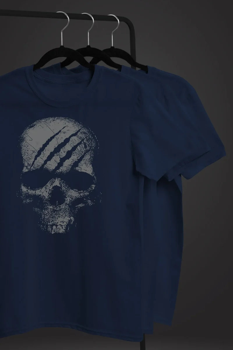 Herren T-Shirt Totenkopf Skull Totenschädel Skelett Print Aufdruck Fashion Streetstyle