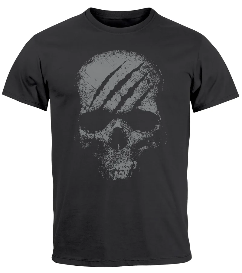 Herren T-Shirt Totenkopf Skull Totenschädel Skelett Print Aufdruck Fashion Streetstyle