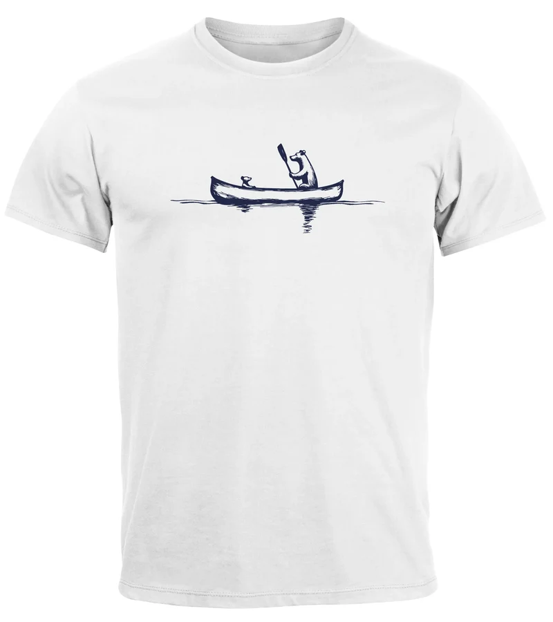 Herren T-Shirt Bär Familie Kanu Outdoor Fashion Streetstyle