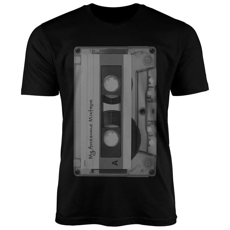 Herren T-Shirt Retro Motiv 80er Jahre Mixtape Kassette Oldschool Fashion Streetstyle