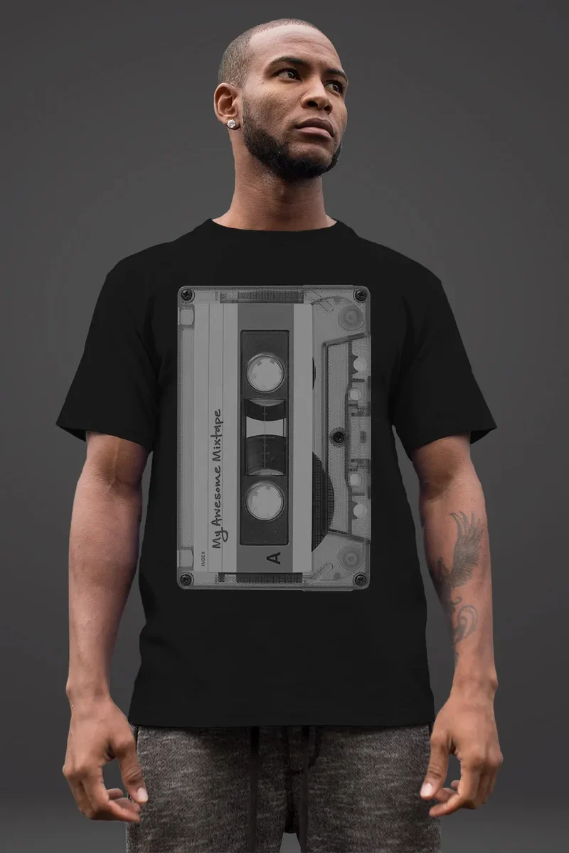 Herren T-Shirt Retro Motiv 80er Jahre Mixtape Kassette Oldschool Fashion Streetstyle
