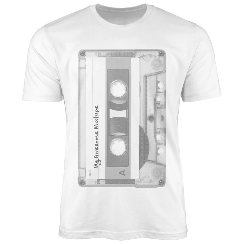 Herren T-Shirt Retro Motiv 80er Jahre Mixtape Kassette Oldschool Fashion Streetstyle