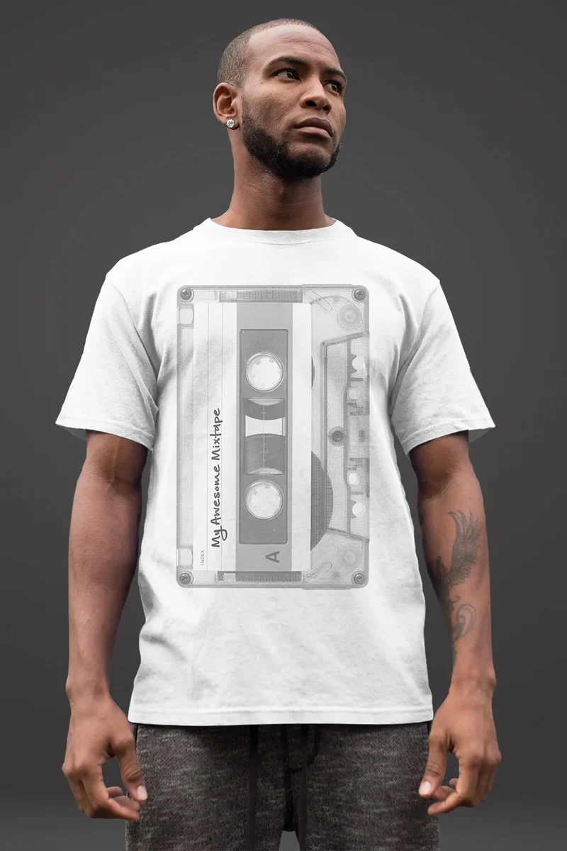 Herren T-Shirt Retro Motiv 80er Jahre Mixtape Kassette Oldschool Fashion Streetstyle