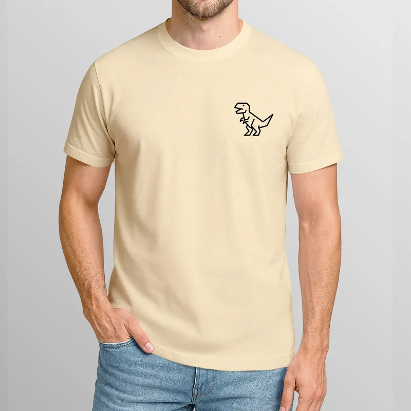 Herren T-Shirt mit Dino Print – Lustiges T-Rex Logo auf der Brust – Kurzarm Baumwollshirt mit Grafikmotiv