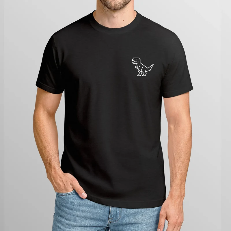 Herren T-Shirt mit Dino Print – Lustiges T-Rex Logo auf der Brust – Kurzarm Baumwollshirt mit Grafikmotiv