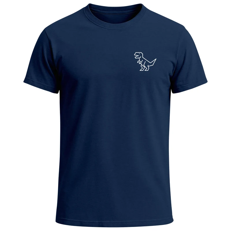 Herren T-Shirt mit Dino Print – Lustiges T-Rex Logo auf der Brust – Kurzarm Baumwollshirt mit Grafikmotiv