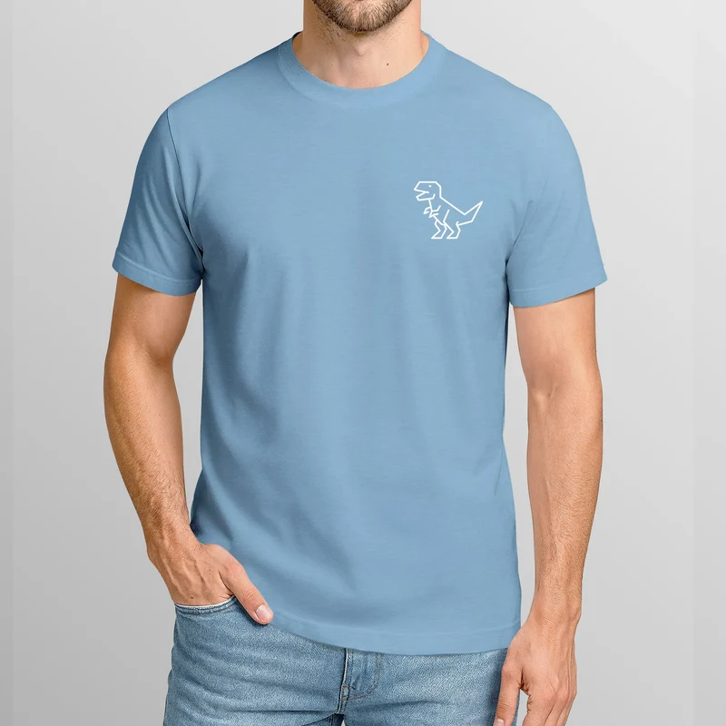 Herren T-Shirt mit Dino Print – Lustiges T-Rex Logo auf der Brust – Kurzarm Baumwollshirt mit Grafikmotiv