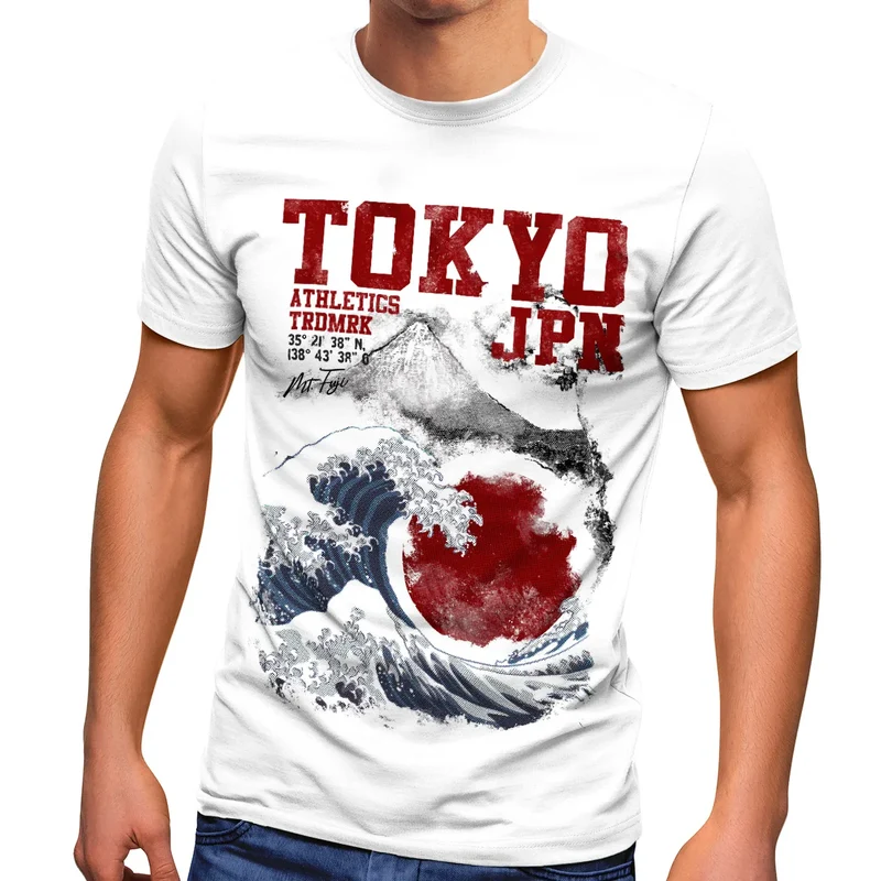 Herren T-Shirt Tokyo Japan Style Fuji Welle Big Wafe Fashion Streetstyle