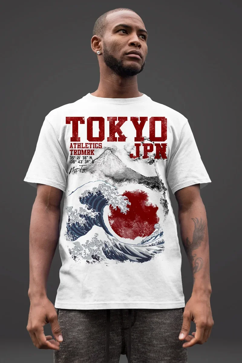 Herren T-Shirt Tokyo Japan Style Fuji Welle Big Wafe Fashion Streetstyle