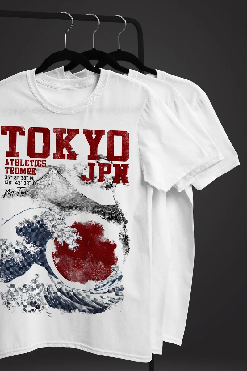 Herren T-Shirt Tokyo Japan Style Fuji Welle Big Wafe Fashion Streetstyle