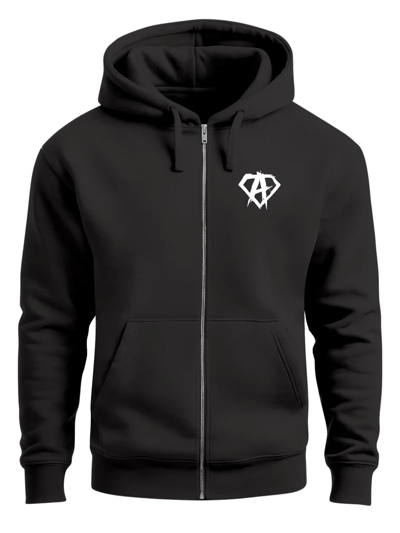Zip Hoodie Herren Sweatjacke mit Kapuze Alpha Logo Print Aufdruck Motiv Männer Fashion Streetstyle