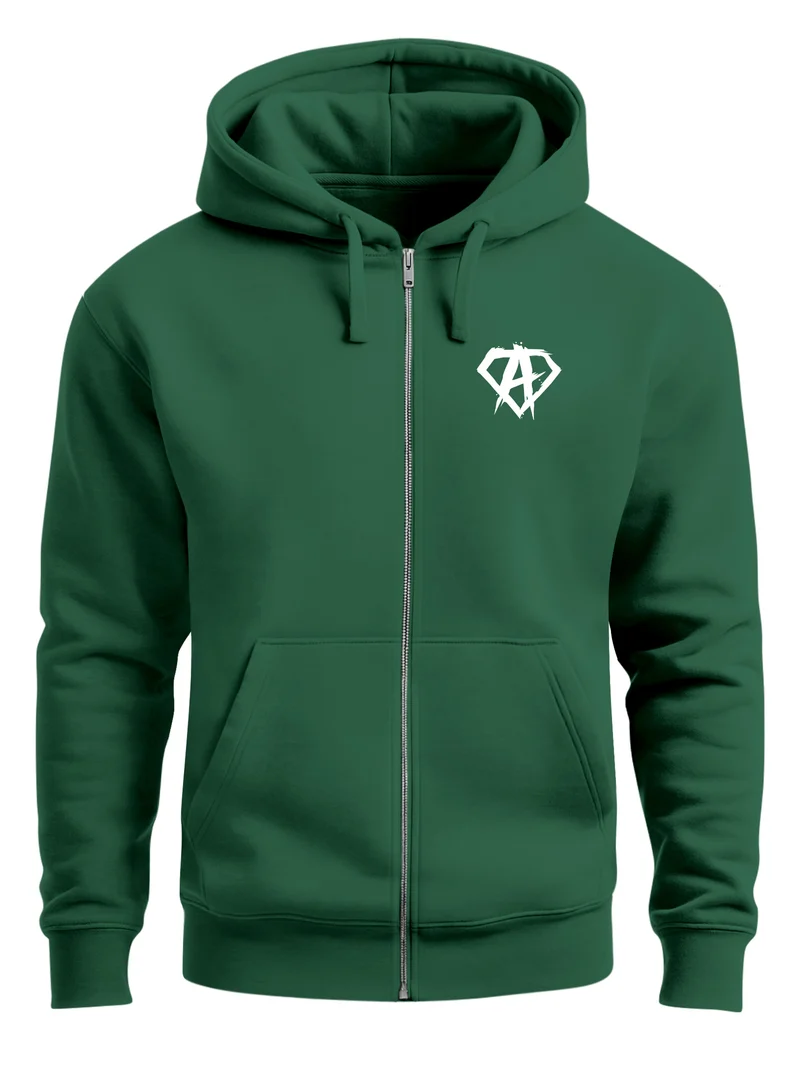 Zip Hoodie Herren Sweatjacke mit Kapuze Alpha Logo Print Aufdruck Motiv Männer Fashion Streetstyle