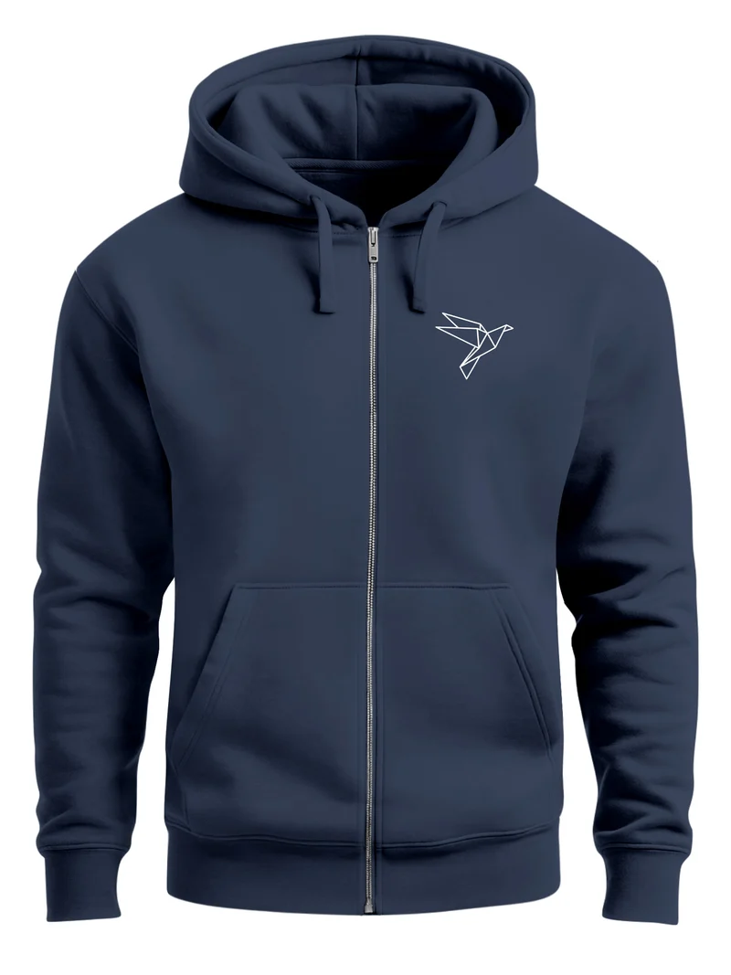 Zip-Hoodie Herren Sweatjacke mit Kapuze Polygon Print Vogel Origami Männer Fashion Streetstyle