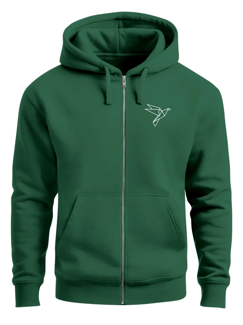 Zip-Hoodie Herren Sweatjacke mit Kapuze Polygon Print Vogel Origami Männer Fashion Streetstyle