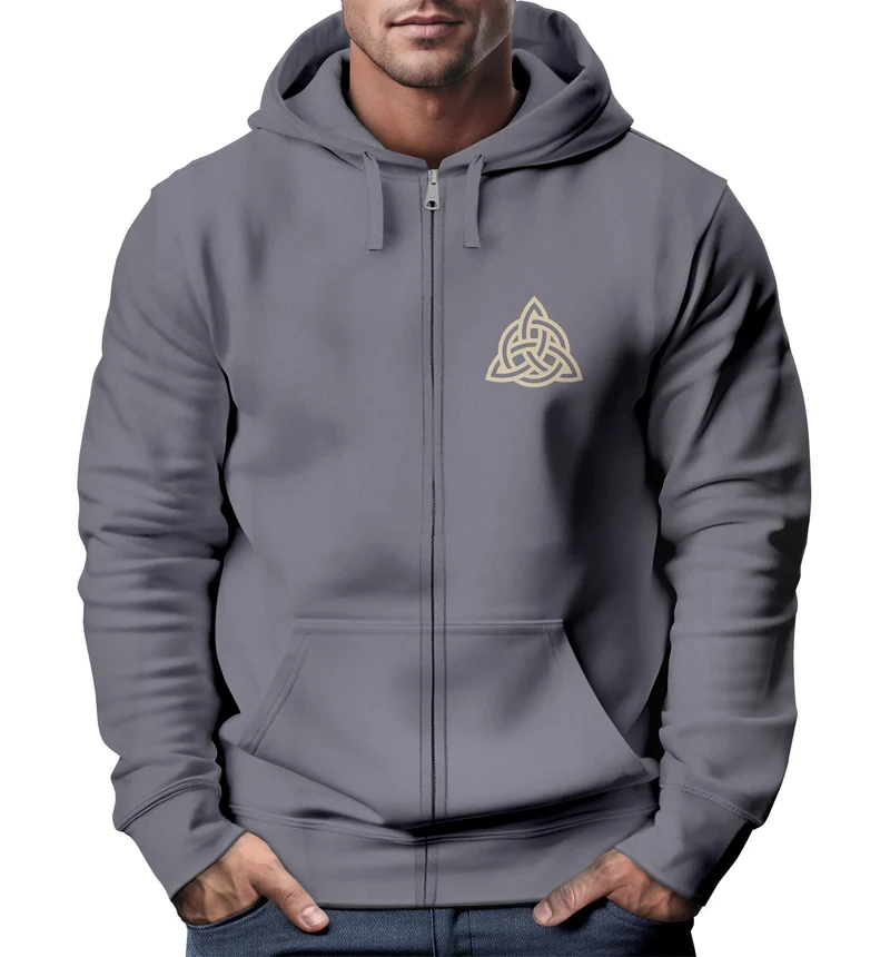 Zip Hoodie Herren Sweatjacke mit Kapuze Logo Wikinger nordische Mythologie Valknut Wotansknoten Valhalla