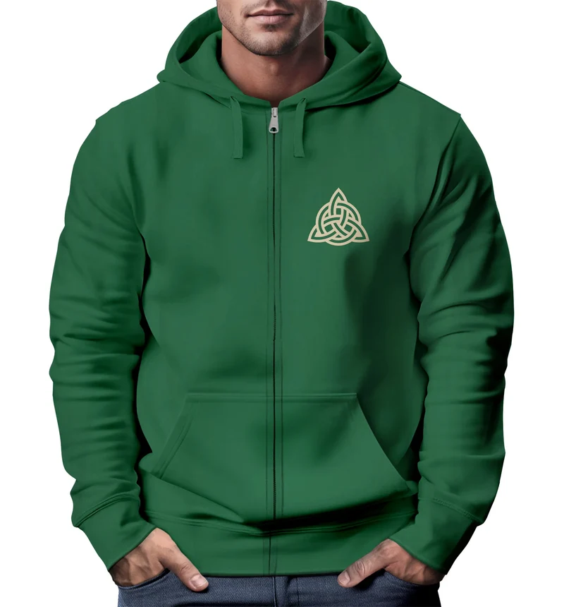 Zip Hoodie Herren Sweatjacke mit Kapuze Logo Wikinger nordische Mythologie Valknut Wotansknoten Valhalla