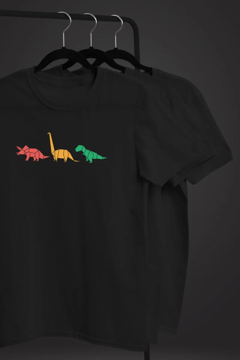 Herren T-Shirt Dinosaurier Aufdruck Polygon Tiere Geometric Print Fashion Streetstyle