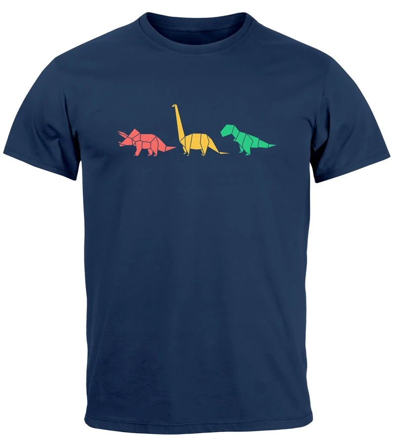 Herren T-Shirt Dinosaurier Aufdruck Polygon Tiere Geometric Print Fashion Streetstyle