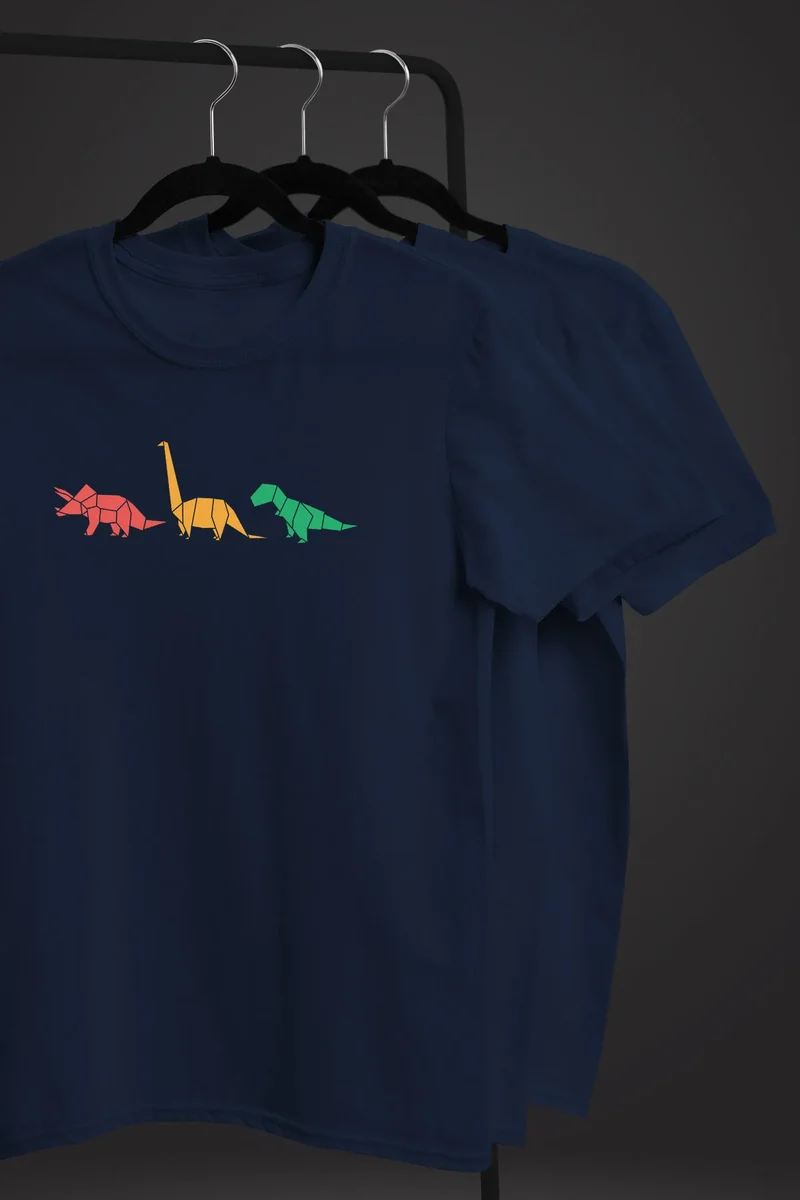 Herren T-Shirt Dinosaurier Aufdruck Polygon Tiere Geometric Print Fashion Streetstyle
