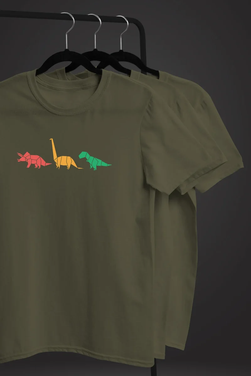 Herren T-Shirt Dinosaurier Aufdruck Polygon Tiere Geometric Print Fashion Streetstyle